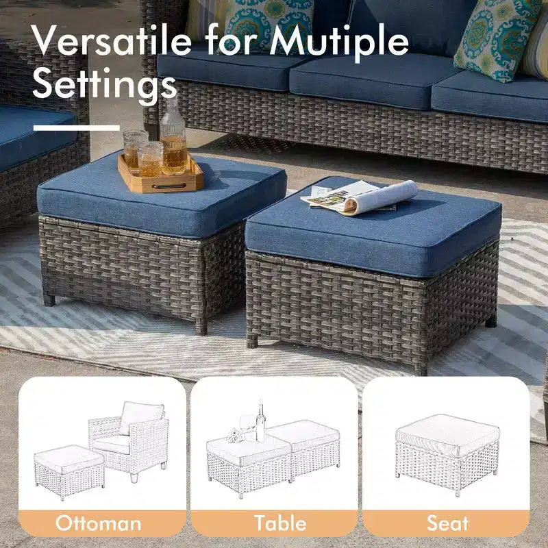 Ensemble de patio HOMLUX 6 pièces avec brasero en acier de 42 po, canapé 3 places, chaises simples et poufs