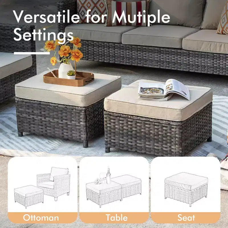 Ensemble de patio HOMLUX 6 pièces avec brasero en acier de 42 po, canapé 3 places, chaises simples et poufs