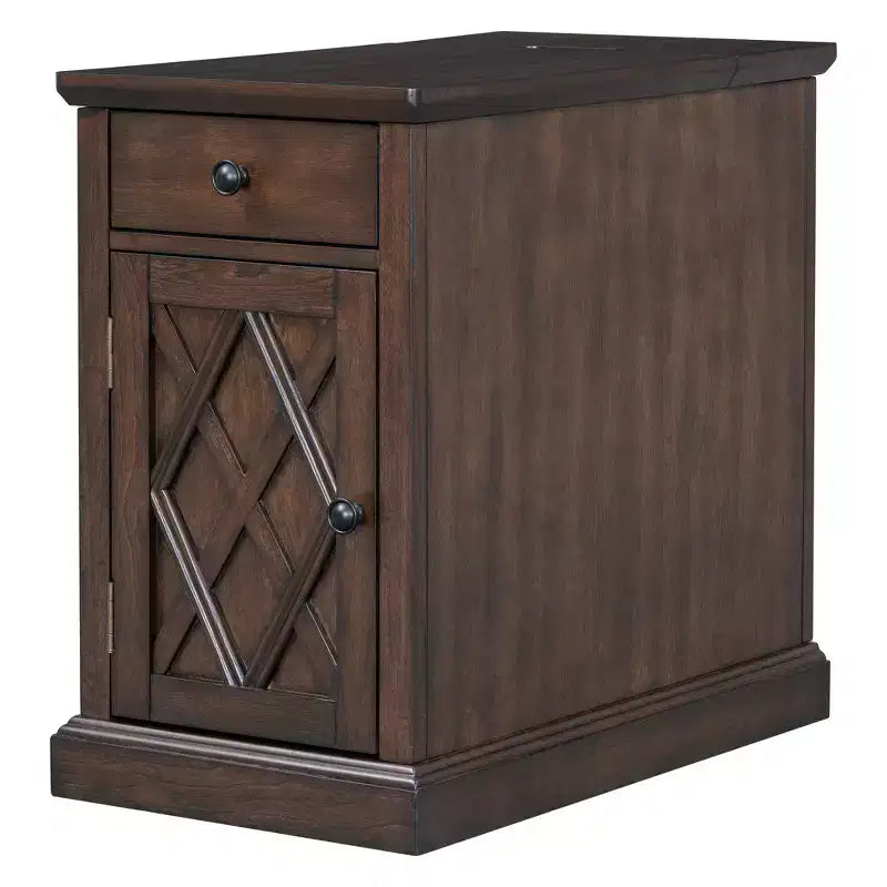 Classic Side Table, End Table with Charging Station, Drawer, Storage Cabinet for Living Romm & Bedroom - ModernLuxe
