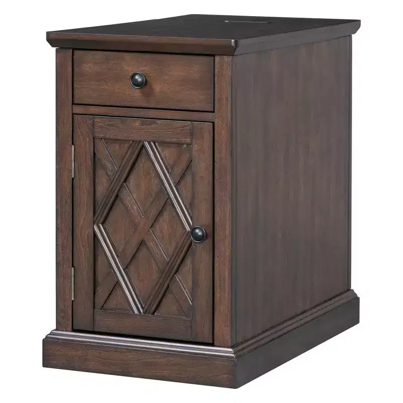 Classic Side Table, End Table with Charging Station, Drawer, Storage Cabinet for Living Romm & Bedroom - ModernLuxe