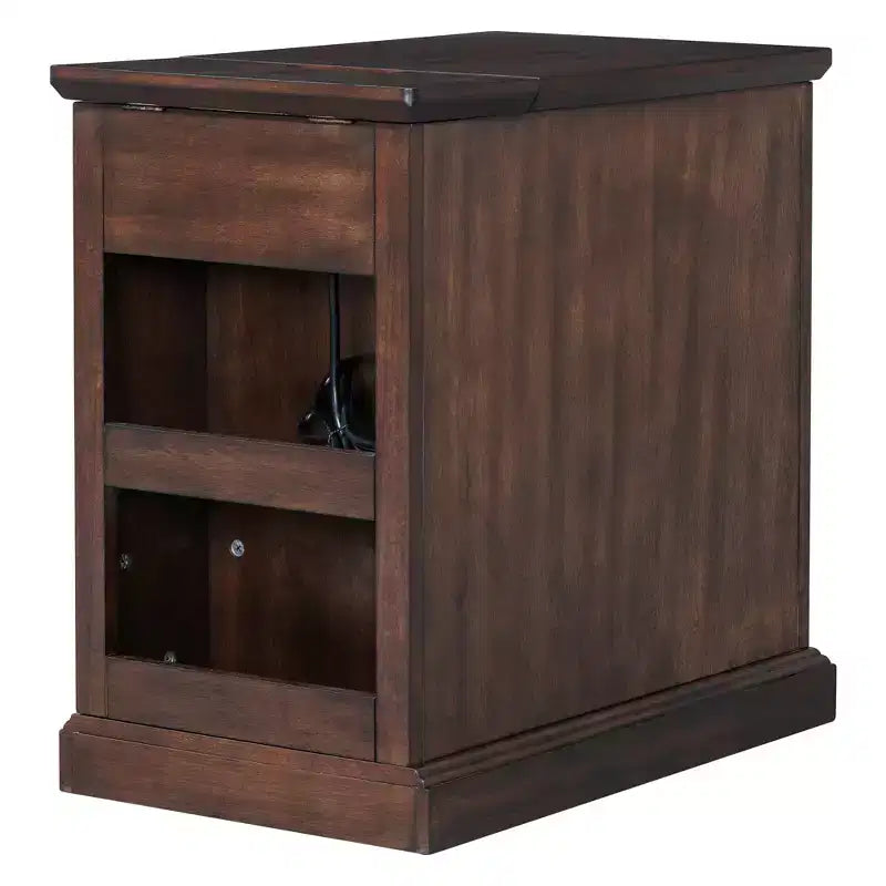 Classic Side Table, End Table with Charging Station, Drawer, Storage Cabinet for Living Romm & Bedroom - ModernLuxe