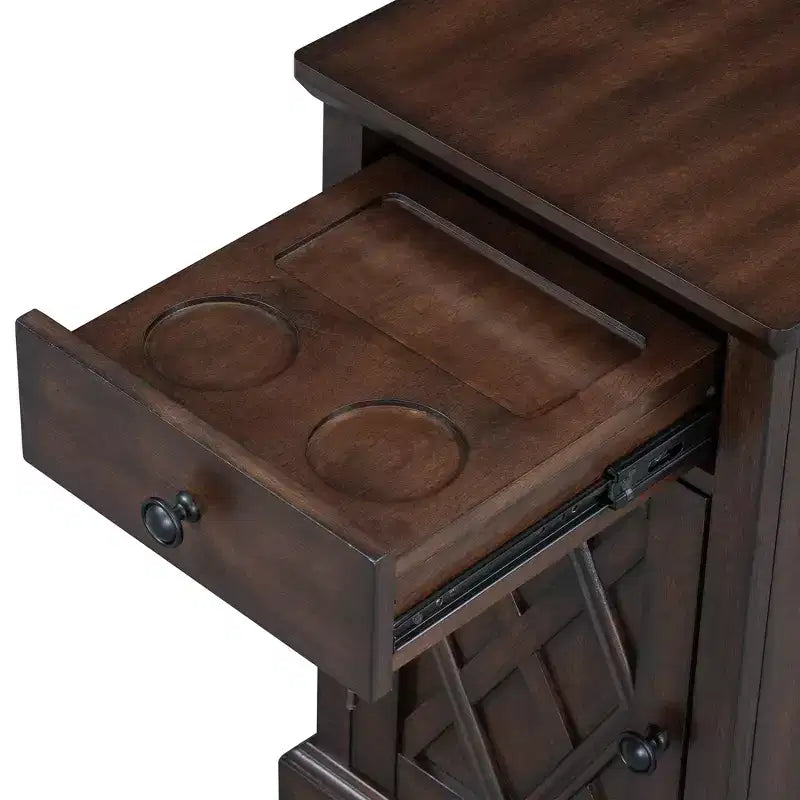 Classic Side Table, End Table with Charging Station, Drawer, Storage Cabinet for Living Romm & Bedroom - ModernLuxe