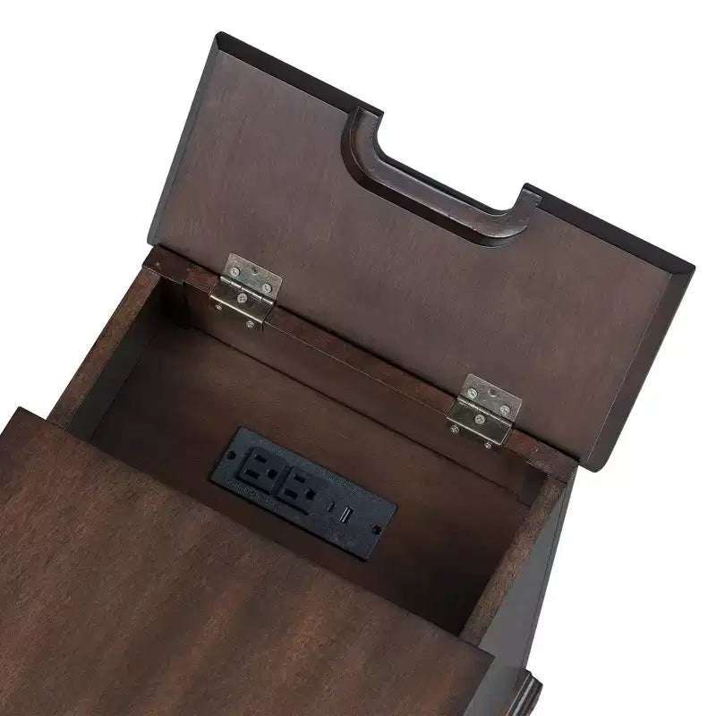 Classic Side Table, End Table with Charging Station, Drawer, Storage Cabinet for Living Romm & Bedroom - ModernLuxe