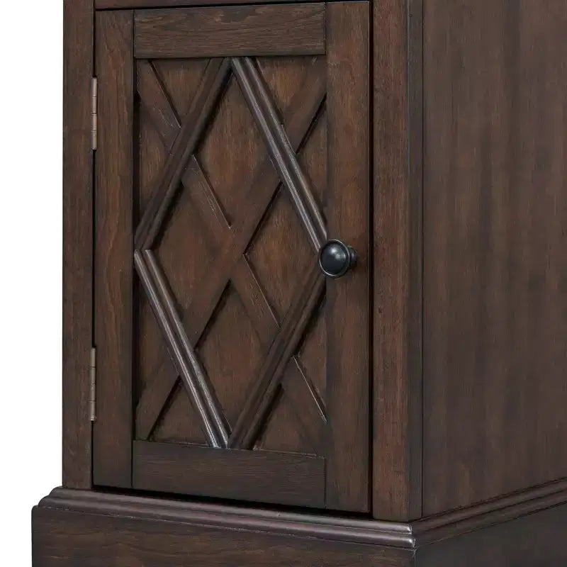Classic Side Table, End Table with Charging Station, Drawer, Storage Cabinet for Living Romm & Bedroom - ModernLuxe