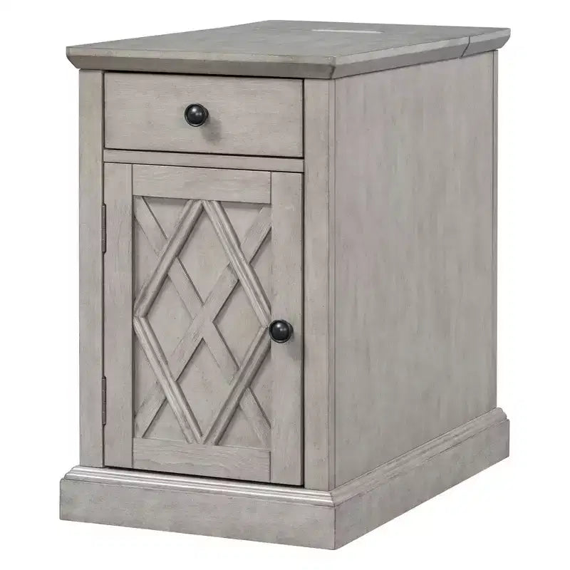 Classic Side Table, End Table with Charging Station, Drawer, Storage Cabinet for Living Romm & Bedroom - ModernLuxe