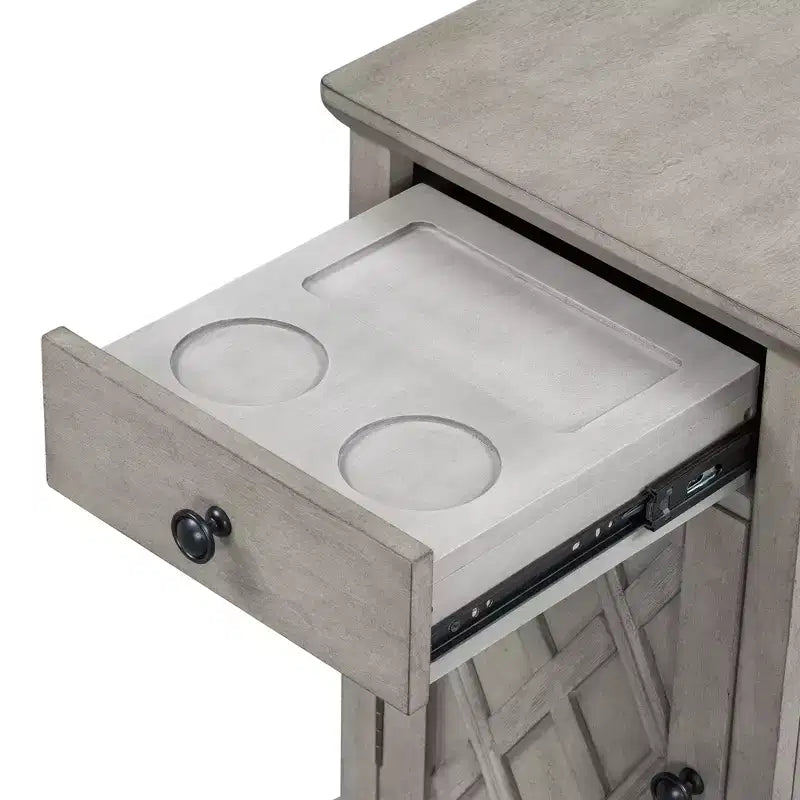 Classic Side Table, End Table with Charging Station, Drawer, Storage Cabinet for Living Romm & Bedroom - ModernLuxe