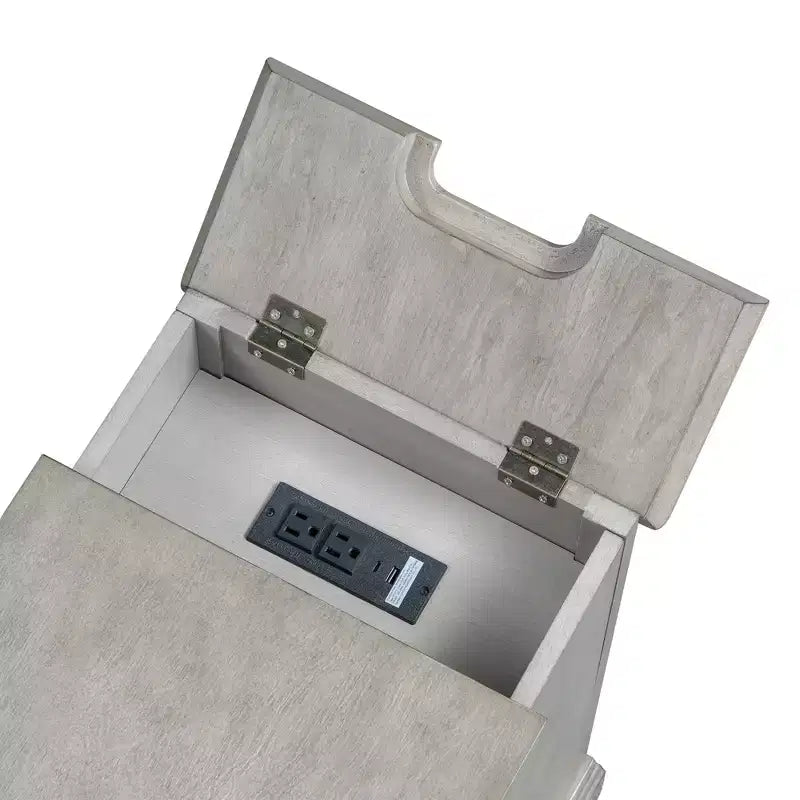 Classic Side Table, End Table with Charging Station, Drawer, Storage Cabinet for Living Romm & Bedroom - ModernLuxe