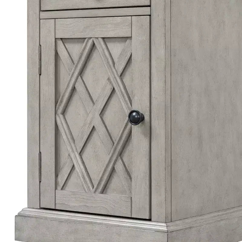 Classic Side Table, End Table with Charging Station, Drawer, Storage Cabinet for Living Romm & Bedroom - ModernLuxe