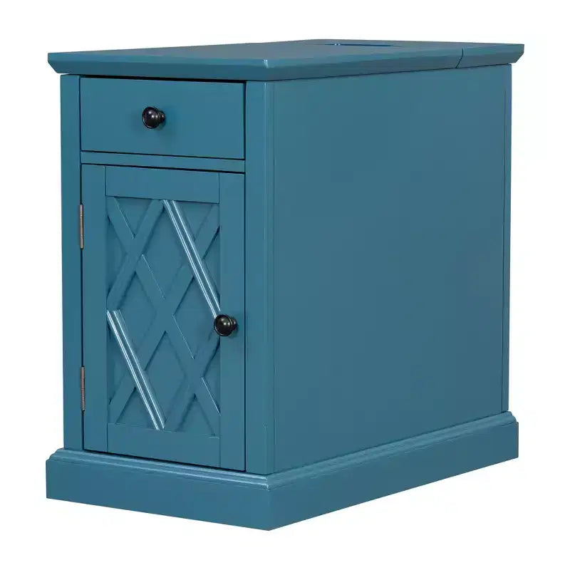 Classic Side Table, End Table with Charging Station, Drawer, Storage Cabinet for Living Romm & Bedroom - ModernLuxe