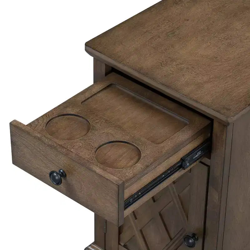 Classic Side Table, End Table with Charging Station, Drawer, Storage Cabinet for Living Romm & Bedroom - ModernLuxe