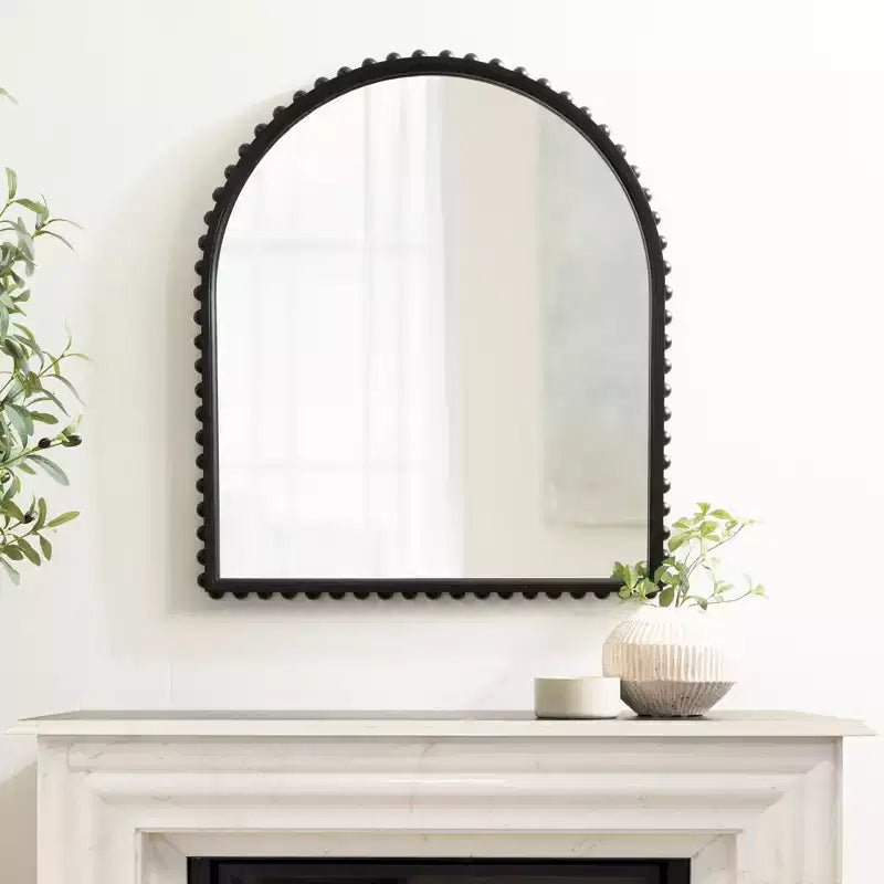 Kate and Laurel Beadbrook Arched Wall Mirror, Black, 28x32