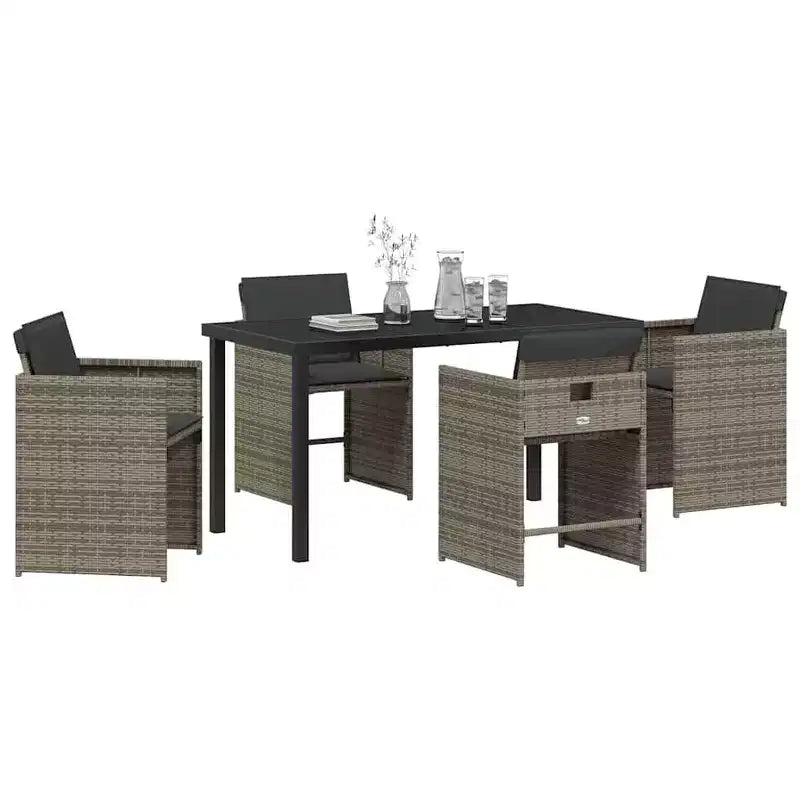 vidaXL Ensemble de salle à manger de jardin avec coussins 5 pcs gris résine tressée