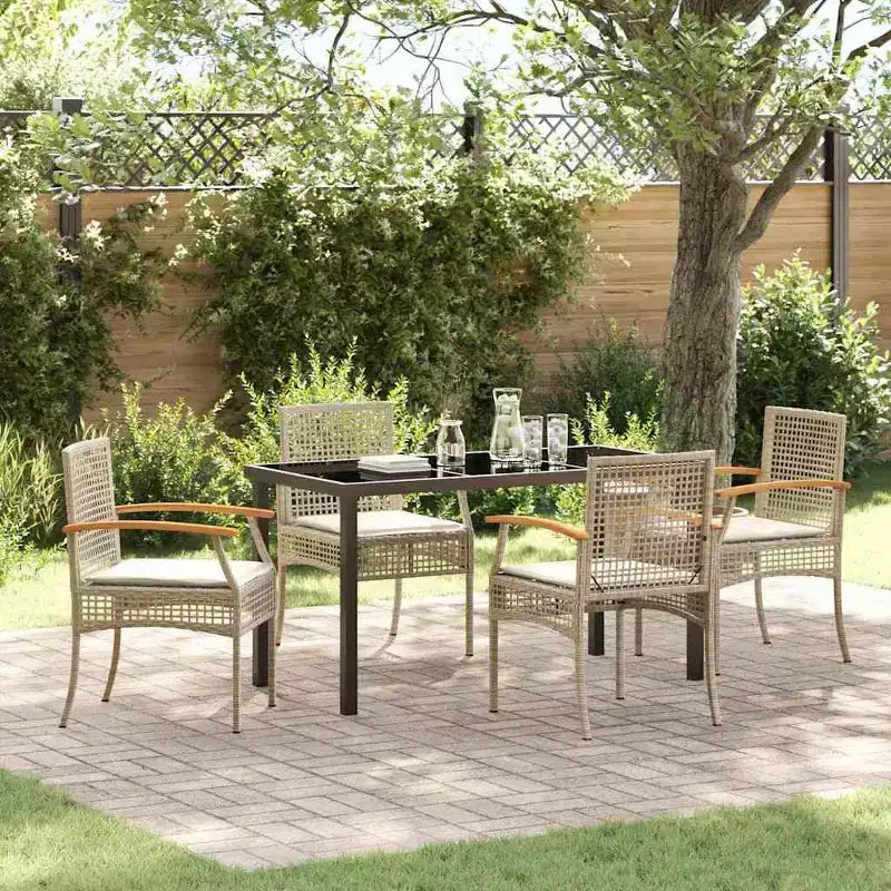 vidaXL Ensemble de salle à manger de jardin avec coussins 5 pièces en rotin beige et noir