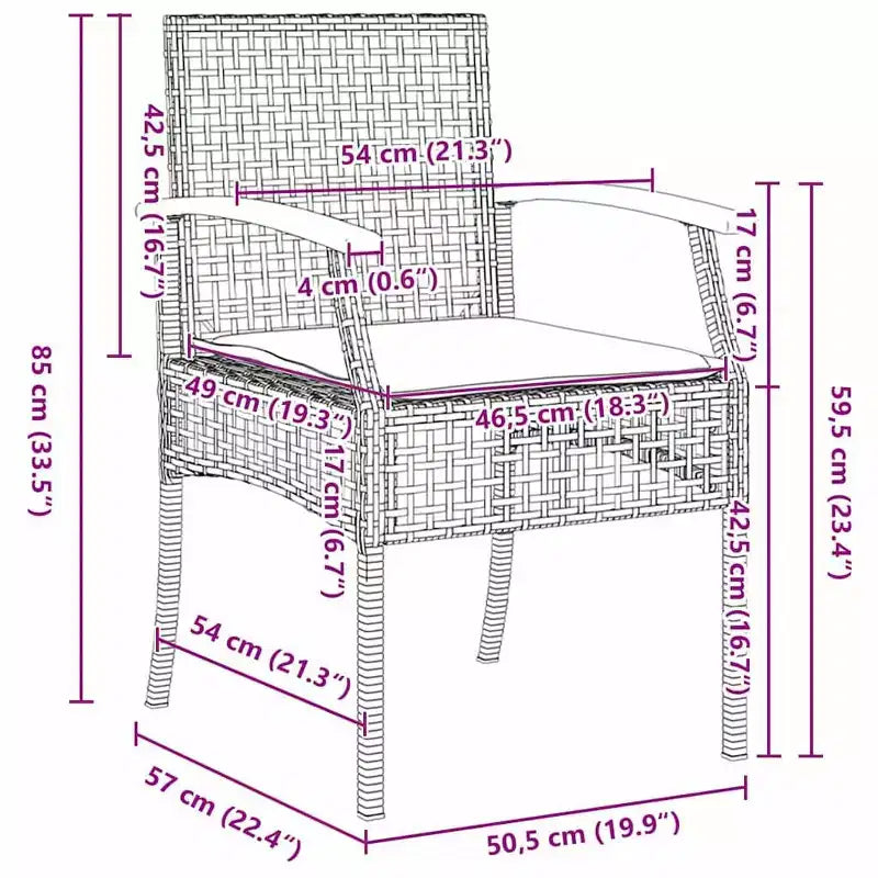 vidaXL Ensemble de salle à manger de jardin avec coussins 5 pièces en rotin beige et noir