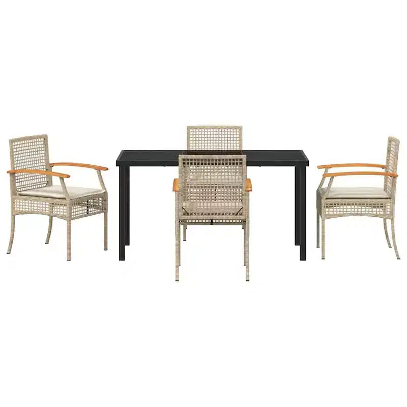 vidaXL Ensemble de salle à manger de jardin avec coussins 5 pièces en rotin beige et noir