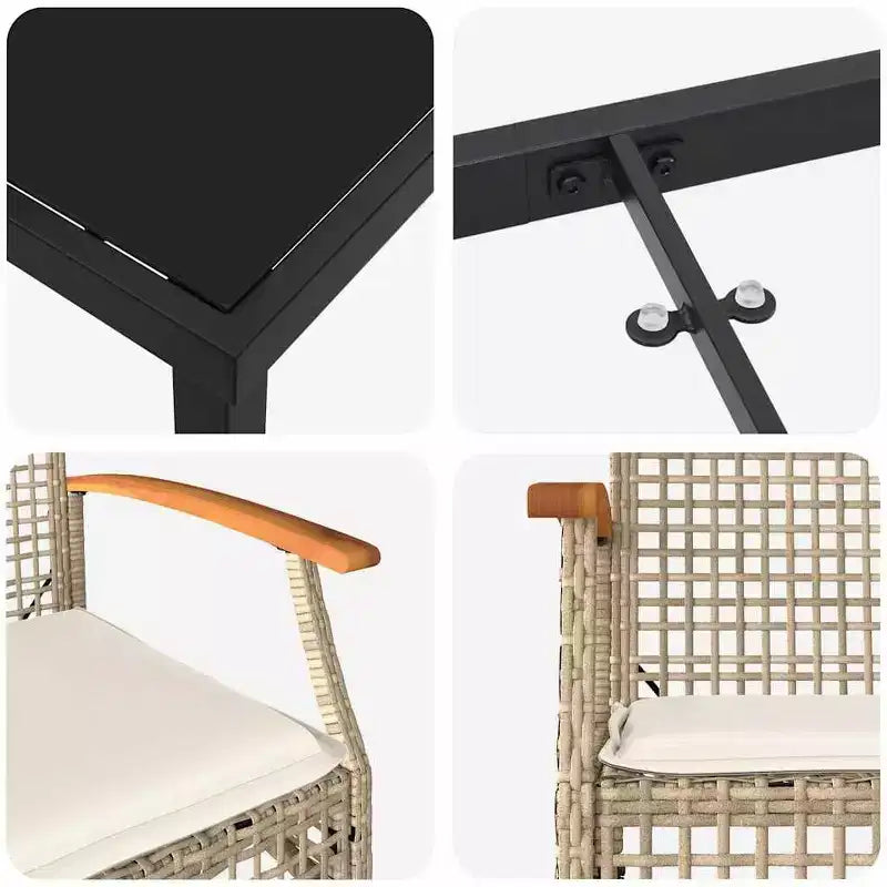 vidaXL Ensemble de salle à manger de jardin avec coussins 5 pièces en rotin beige et noir