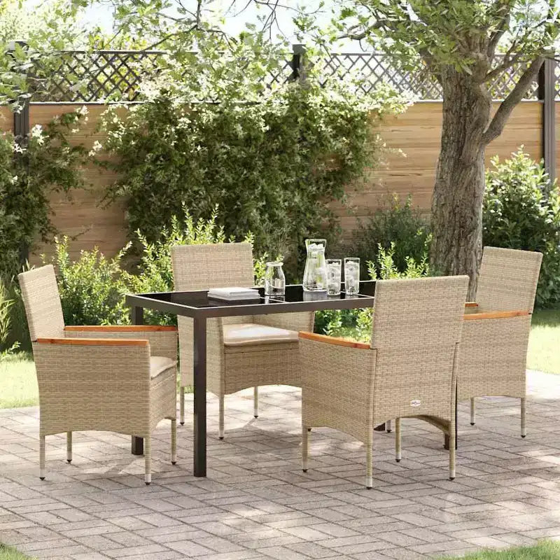 vidaXL Salon de jardin avec coussins 5 pcs Résine tressée Beige