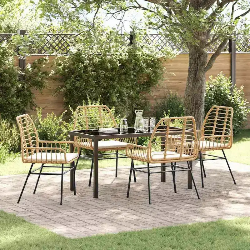 vidaXL Salon de jardin 5 pcs résine tressée marron