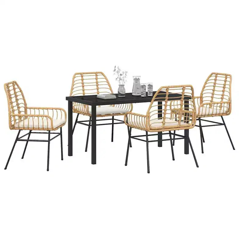 vidaXL Salon de jardin 5 pcs résine tressée marron