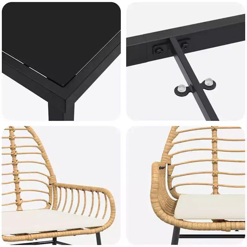 vidaXL Salon de jardin 5 pcs résine tressée marron