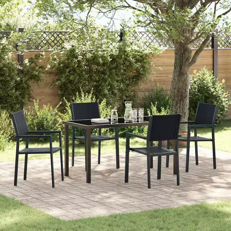 vidaXL Ensemble de jardin 5 pcs Acier enduit de poudre noir