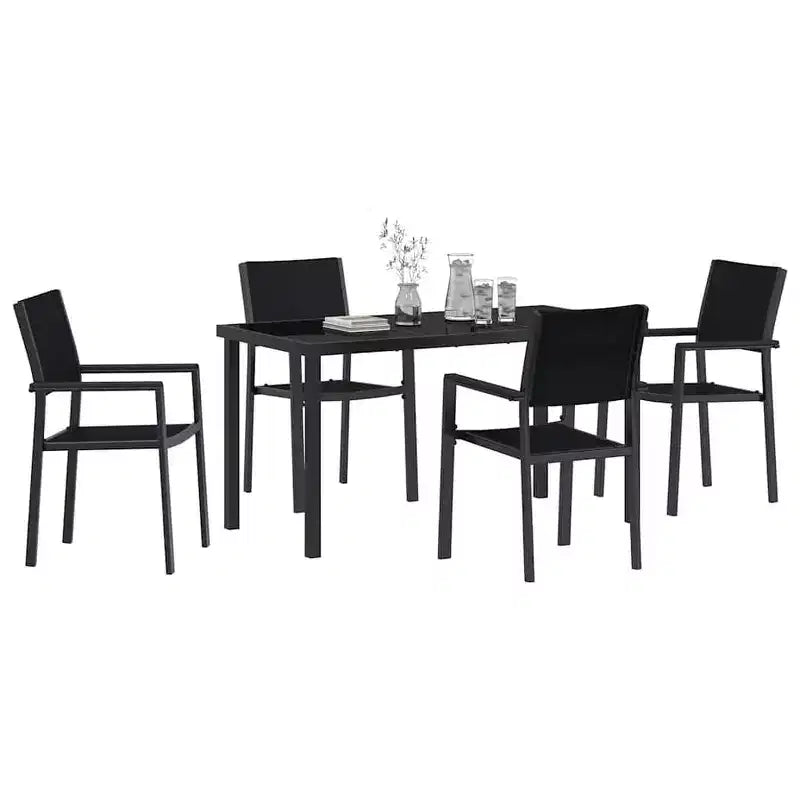 vidaXL Ensemble de jardin 5 pcs Acier enduit de poudre noir