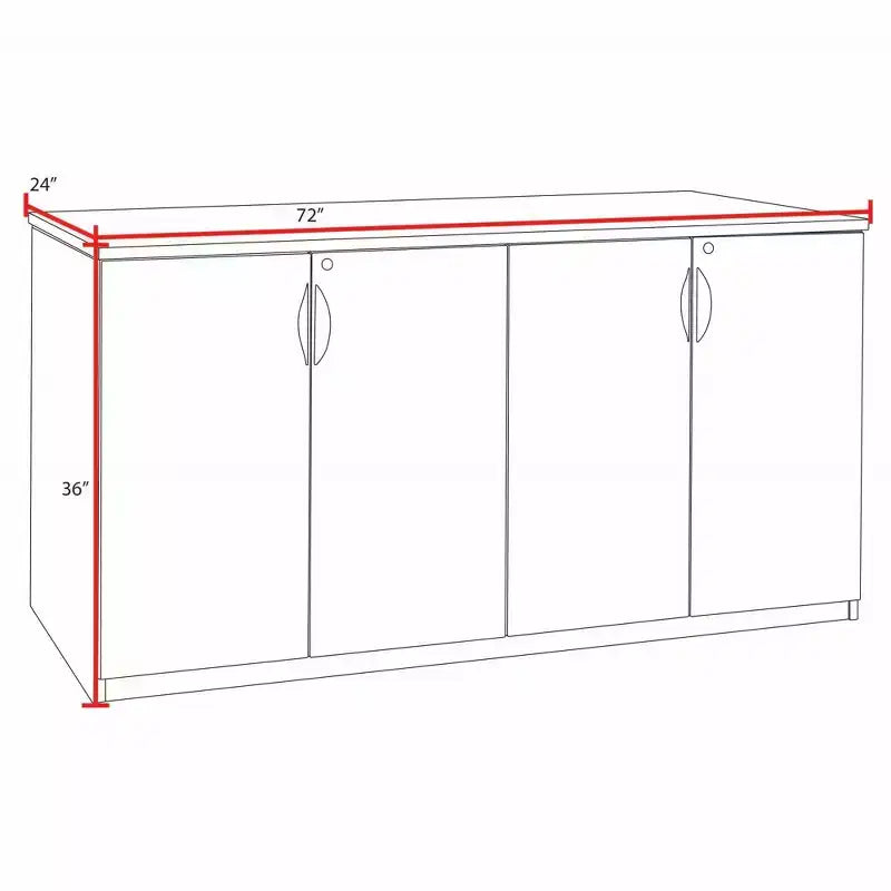 Regency 72" Legacy Office Storage Cabinet Buffet Mahogany: Wood Frame, 4-Door, 4-Shelf Printer Stand