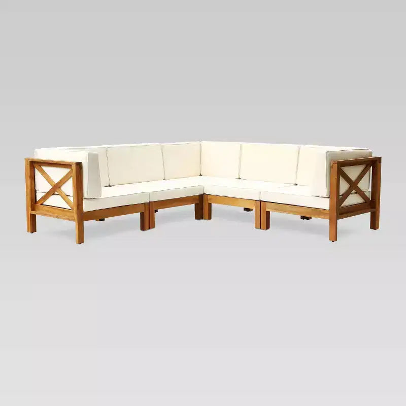 Ensemble de canapé d'angle Brava 5 pièces en acacia - Christopher Knight Home