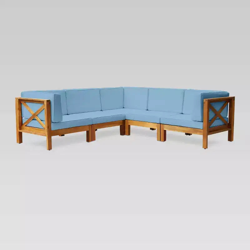 Ensemble de canapé d'angle Brava 5 pièces en acacia - Christopher Knight Home