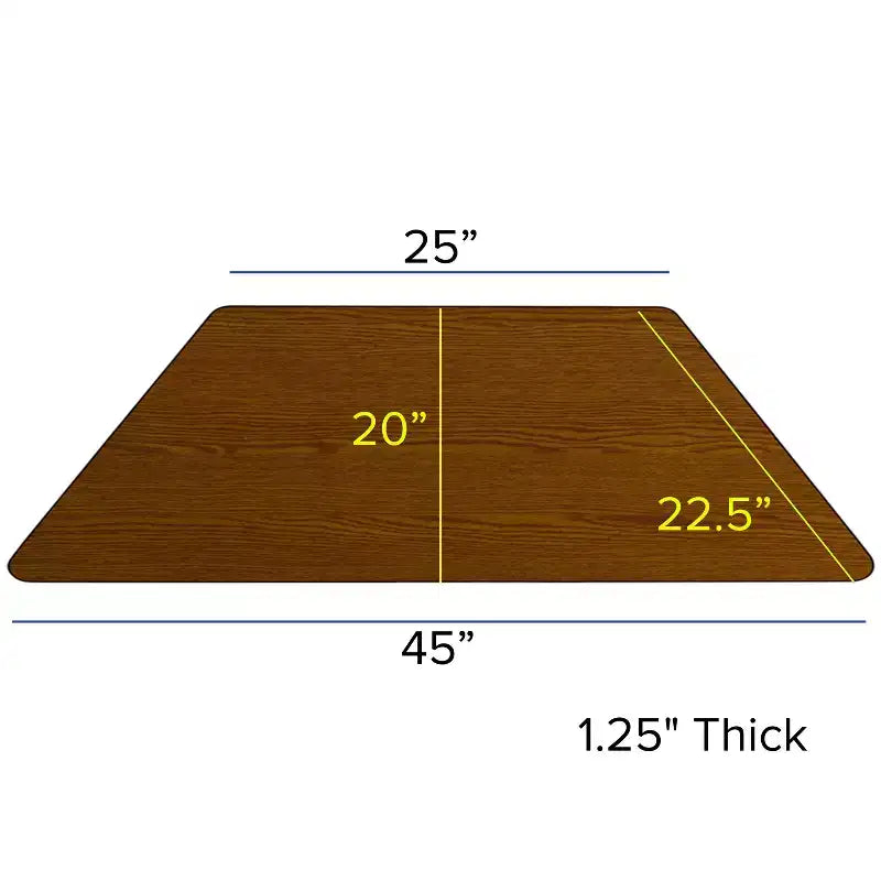 Flash Furniture 22.5''W x 45''L Trapezoid HP Laminate Activity Table - Standard Height Adjustable Legs