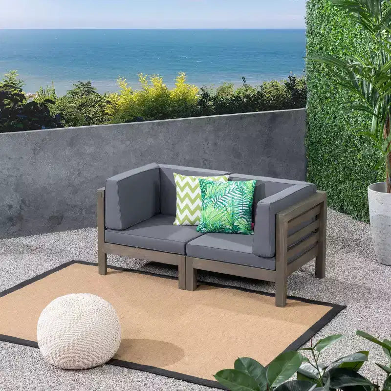Canapé modulaire 2 places en bois d'acacia Oana - Christopher Knight Home
