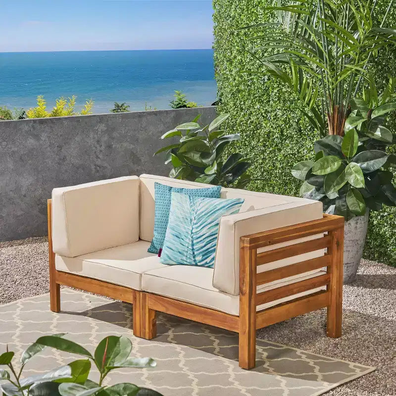 Canapé modulaire 2 places en bois d'acacia Oana - Christopher Knight Home