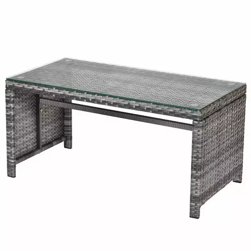 Costway Salon de Jardin 4 Pièces en Rotin Canape et Coussins Assise en Osier Gris Mélange