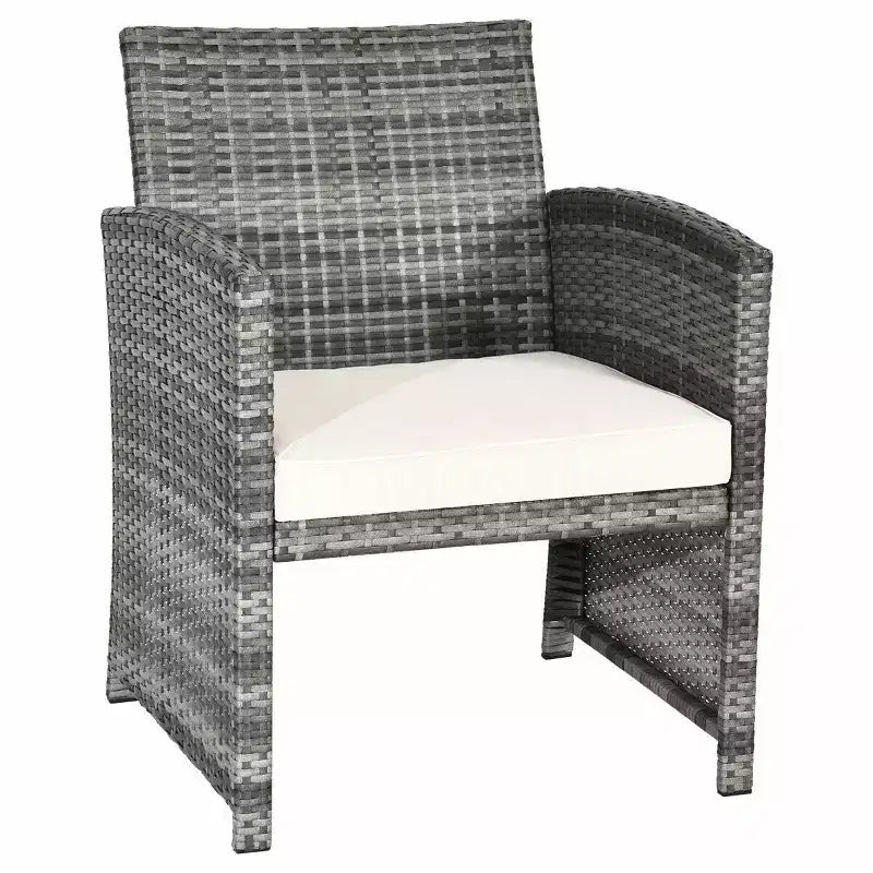 Costway Salon de Jardin 4 Pièces en Rotin Canape et Coussins Assise en Osier Gris Mélange