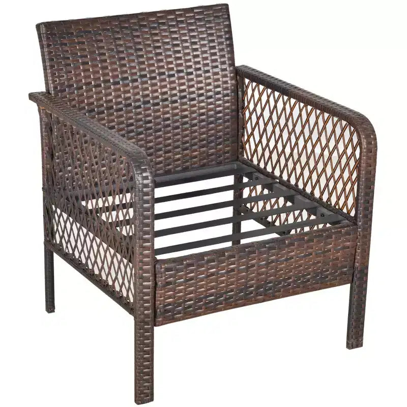 Ensemble de 5 fauteuils de patio en osier Outsunny avec pouf, mobilier d'extérieur en rotin synthétique avec coussins zippés confortables et fabrication résistante aux intempéries