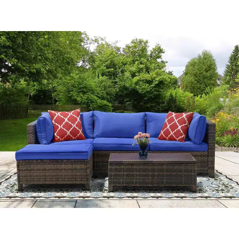 Ensemble de salon de jardin 3 pièces en osier avec coussins – EDYO LIVING