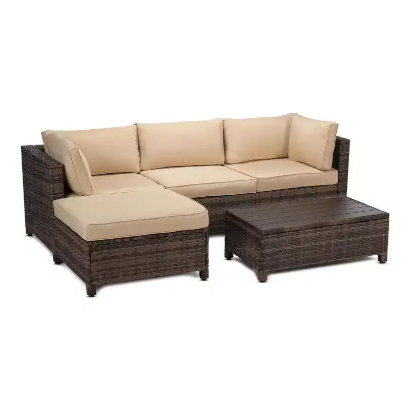Ensemble de salon de jardin 3 pièces en osier avec coussins – EDYO LIVING