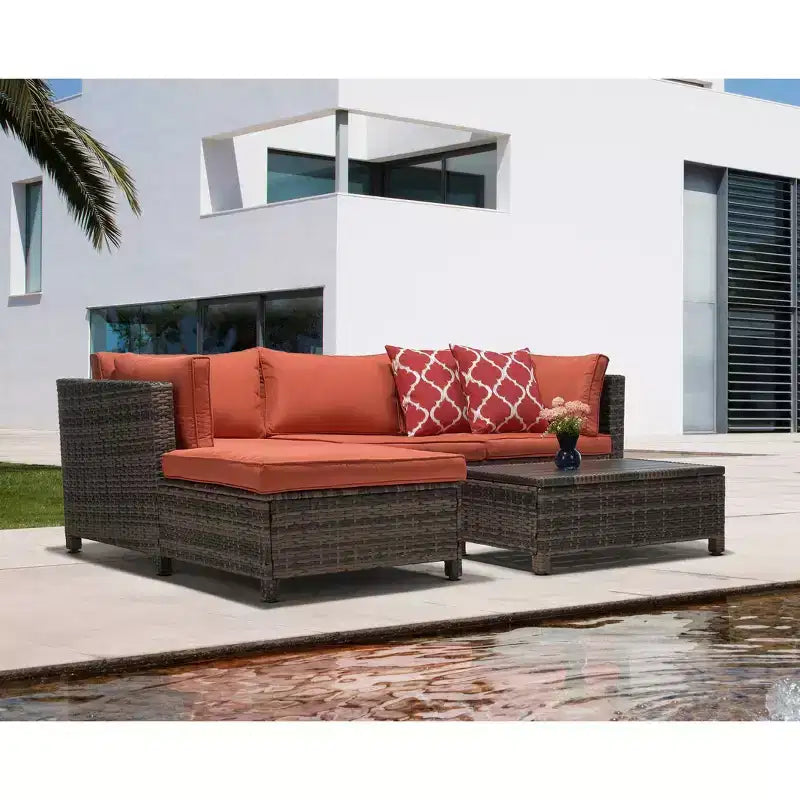 Ensemble de salon de jardin 3 pièces en osier avec coussins – EDYO LIVING