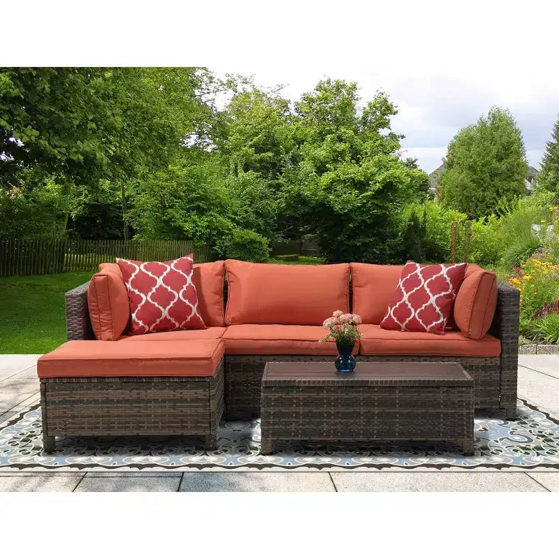 Ensemble de salon de jardin 3 pièces en osier avec coussins – EDYO LIVING