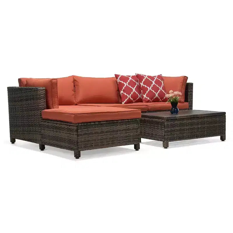 Ensemble de salon de jardin 3 pièces en osier avec coussins – EDYO LIVING