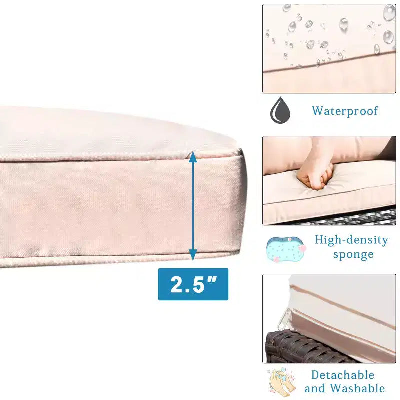 Costway Ensemble de Meubles de Jardin en Rotin 4 pièces, Canapé Rembourré et Table avec Accoudoirs