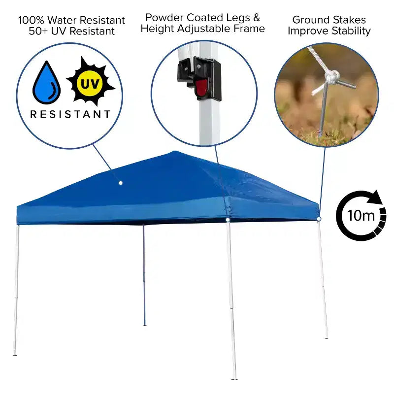 Flash Furniture Tonnelle Pop Up 3 x 3 m avec Sac de Transport et Ensemble Table et Bancs Pliables - Kit Portable pour Hayon, Camping, Événements