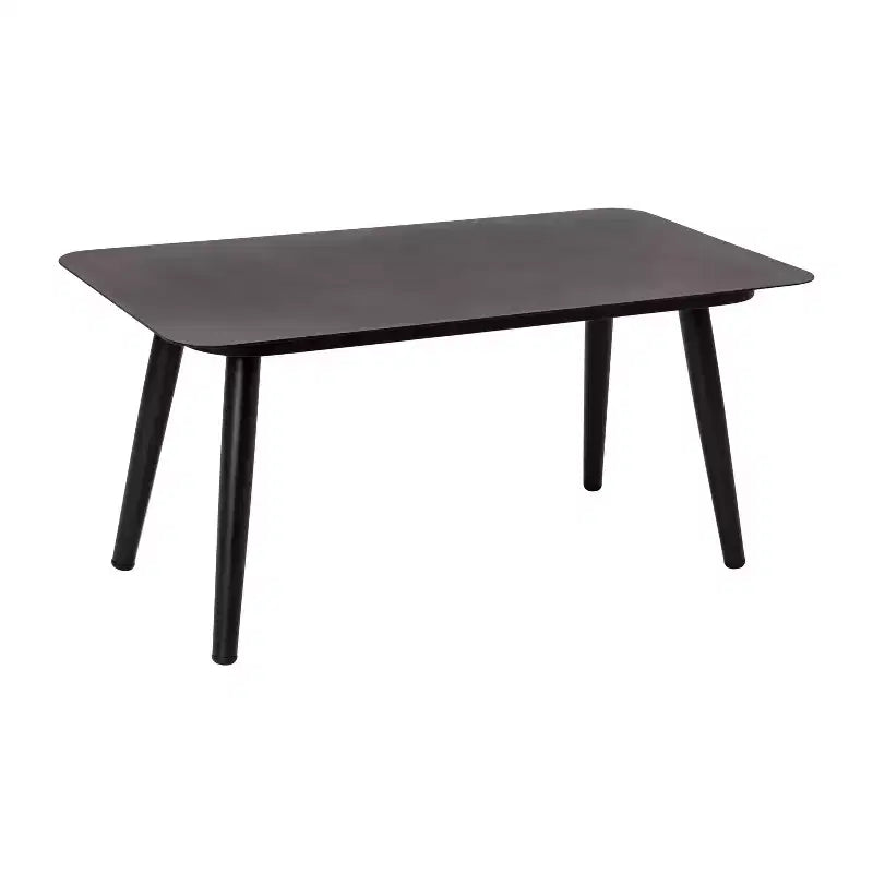 Ensemble de conversation quatre pièces Emma et Oliver tissé gris et noir tout temps avec coussins et table basse en métal pour véranda, cour arrière et patio