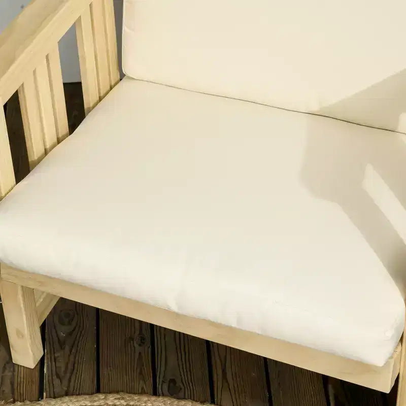 Ensemble de mobilier de jardin Outsunny, chaise de patio en bois avec pouf, chaise longue de jardin rembourrée 2 pièces, fauteuil avec repose-pieds, beige