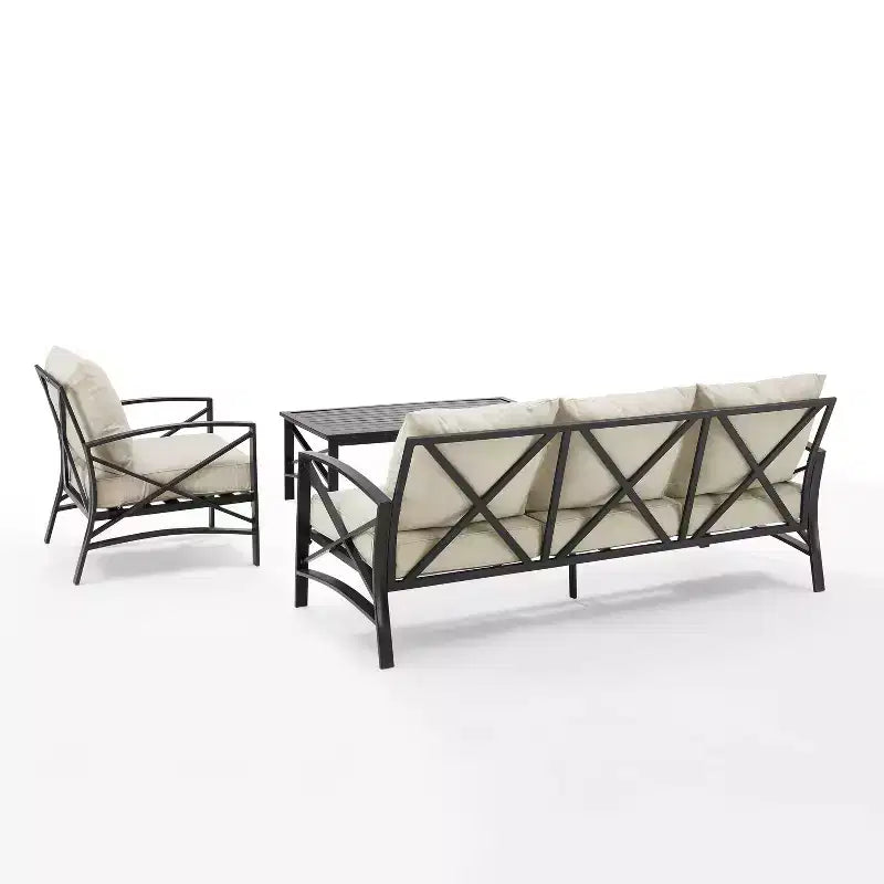 Ensemble de canapé de patio extérieur Crosley Kaplan 3 pièces avec canapé, fauteuil et table basse
