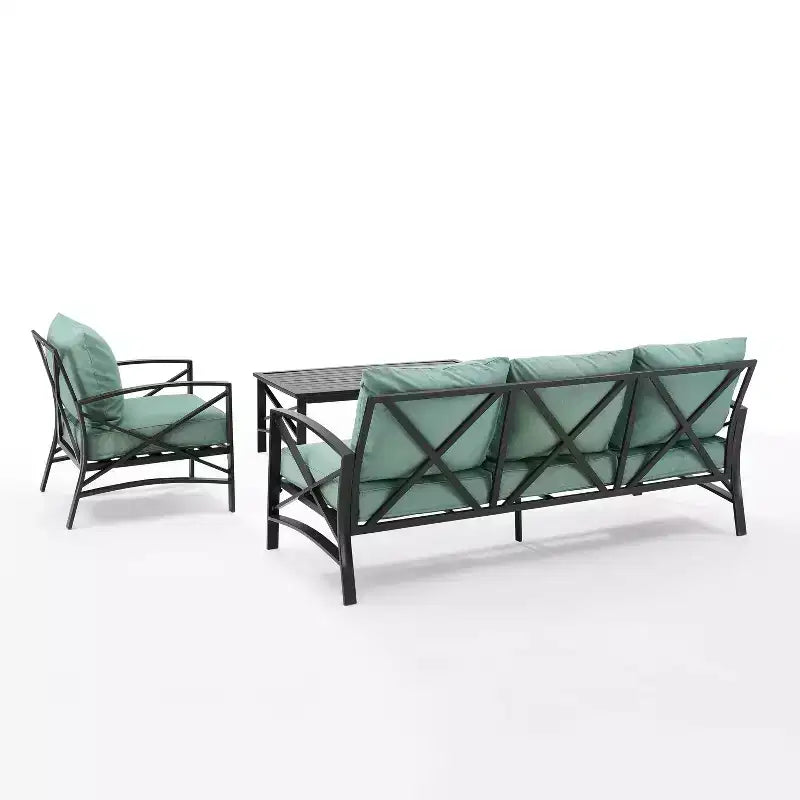 Ensemble de canapé de patio extérieur Crosley Kaplan 3 pièces avec canapé, fauteuil et table basse