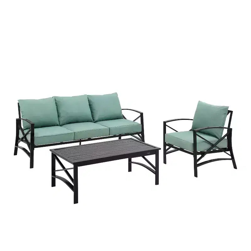 Ensemble de canapé de patio extérieur Crosley Kaplan 3 pièces avec canapé, fauteuil et table basse