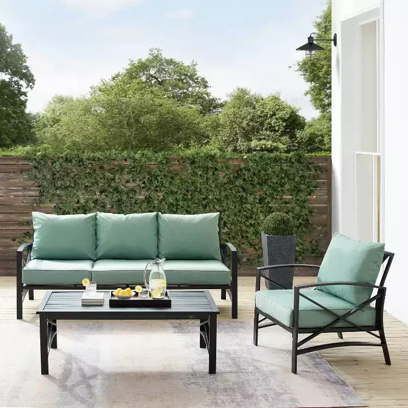 Ensemble de canapé de patio extérieur Crosley Kaplan 3 pièces avec canapé, fauteuil et table basse