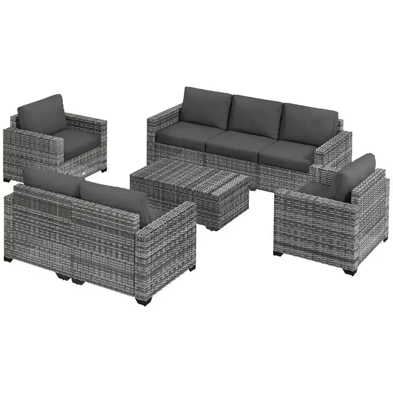 Ensemble de meubles de patio Outsunny rembourrés, table basse avec fonction de rangement