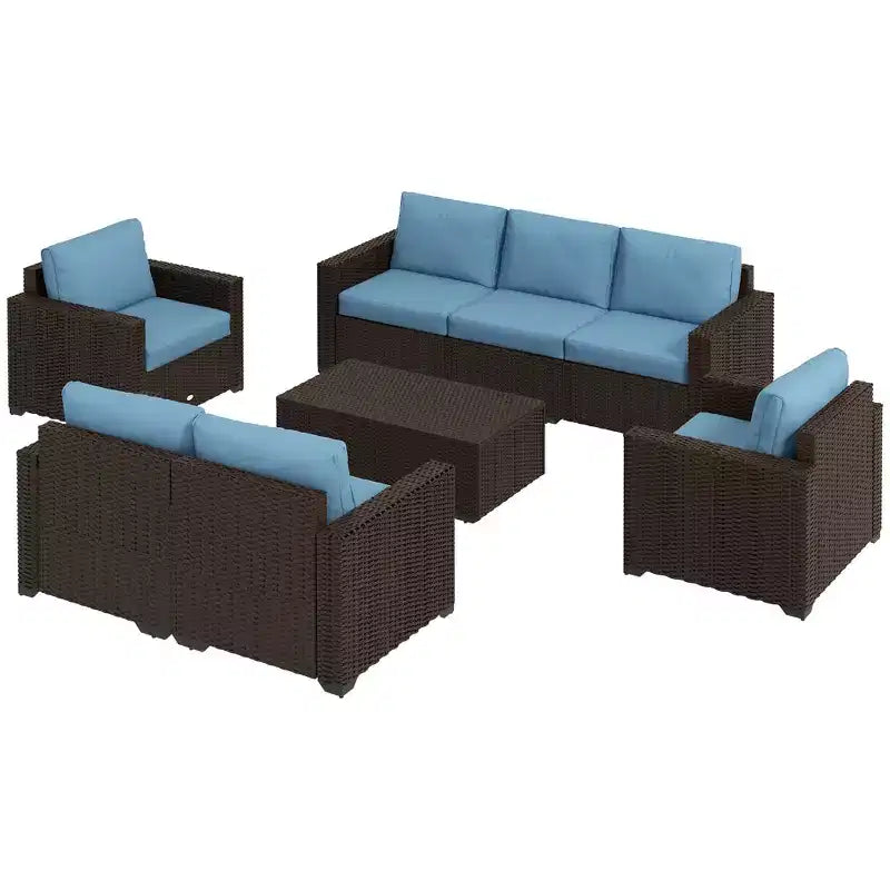 Ensemble de meubles de patio Outsunny rembourrés, table basse avec fonction de rangement